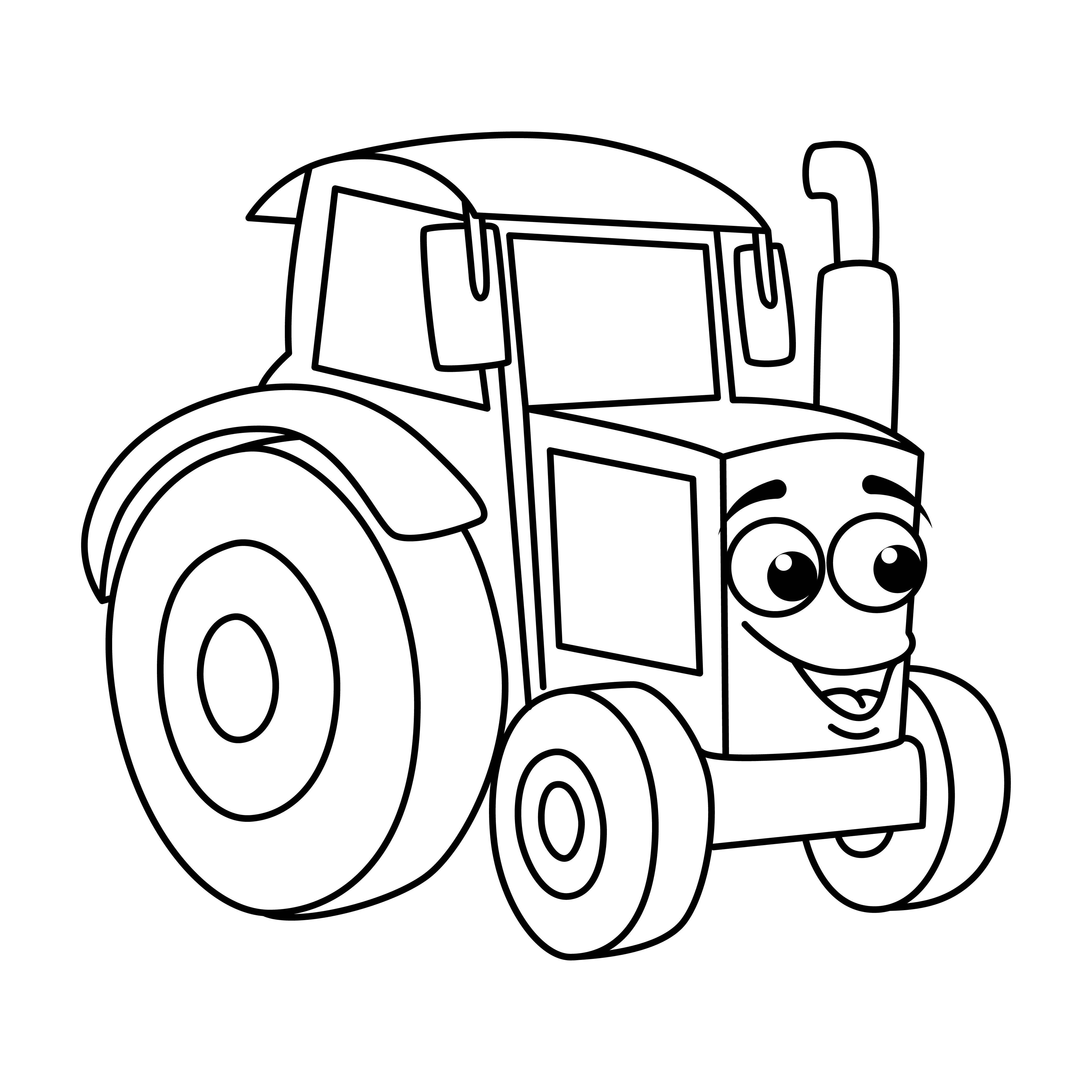Раскраска трактор из мультфильма формата А4 в высоком качестве
