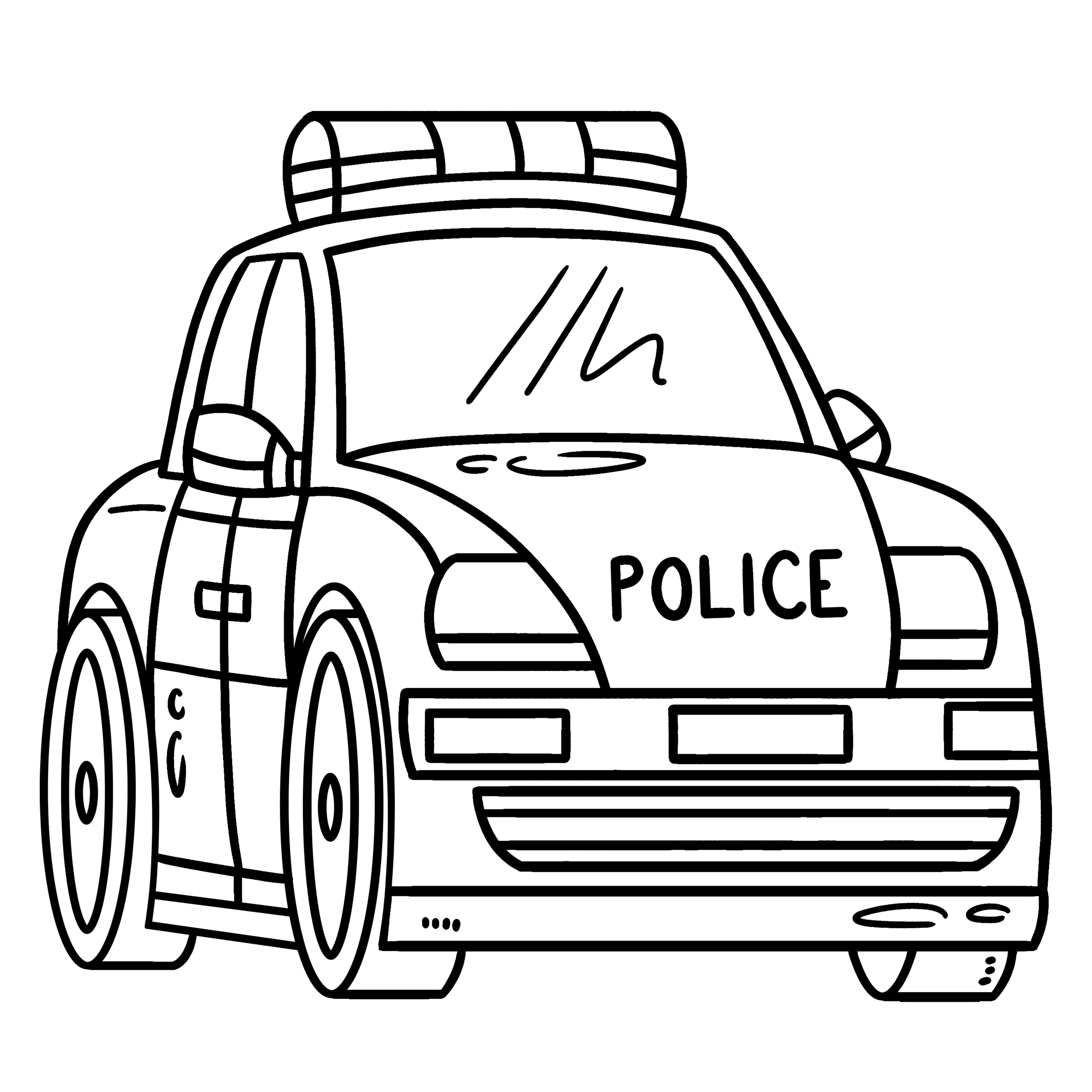 Раскраска полицейская машина формата А4 в высоком качестве