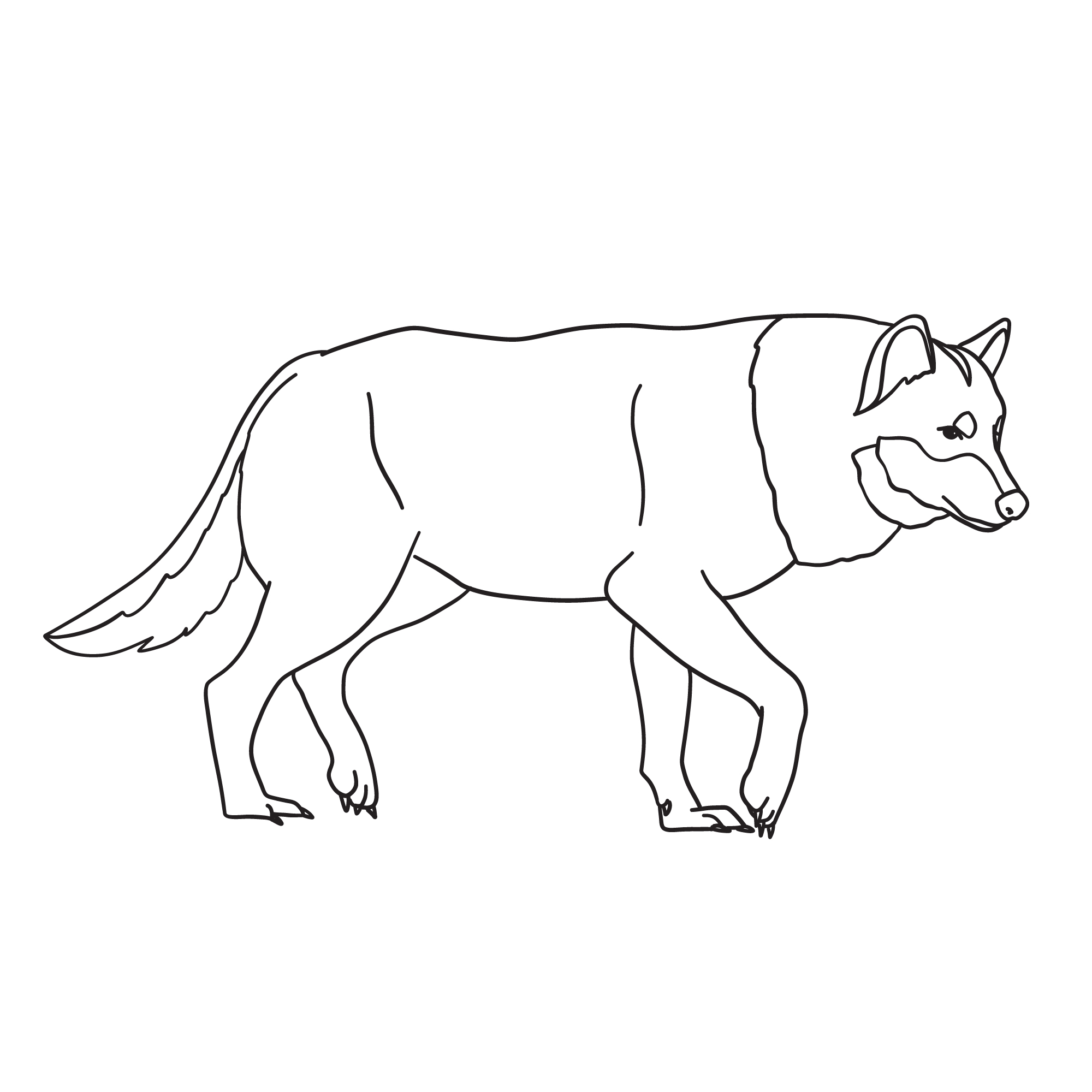 Раскраска зимний волк формата А4 в высоком качестве