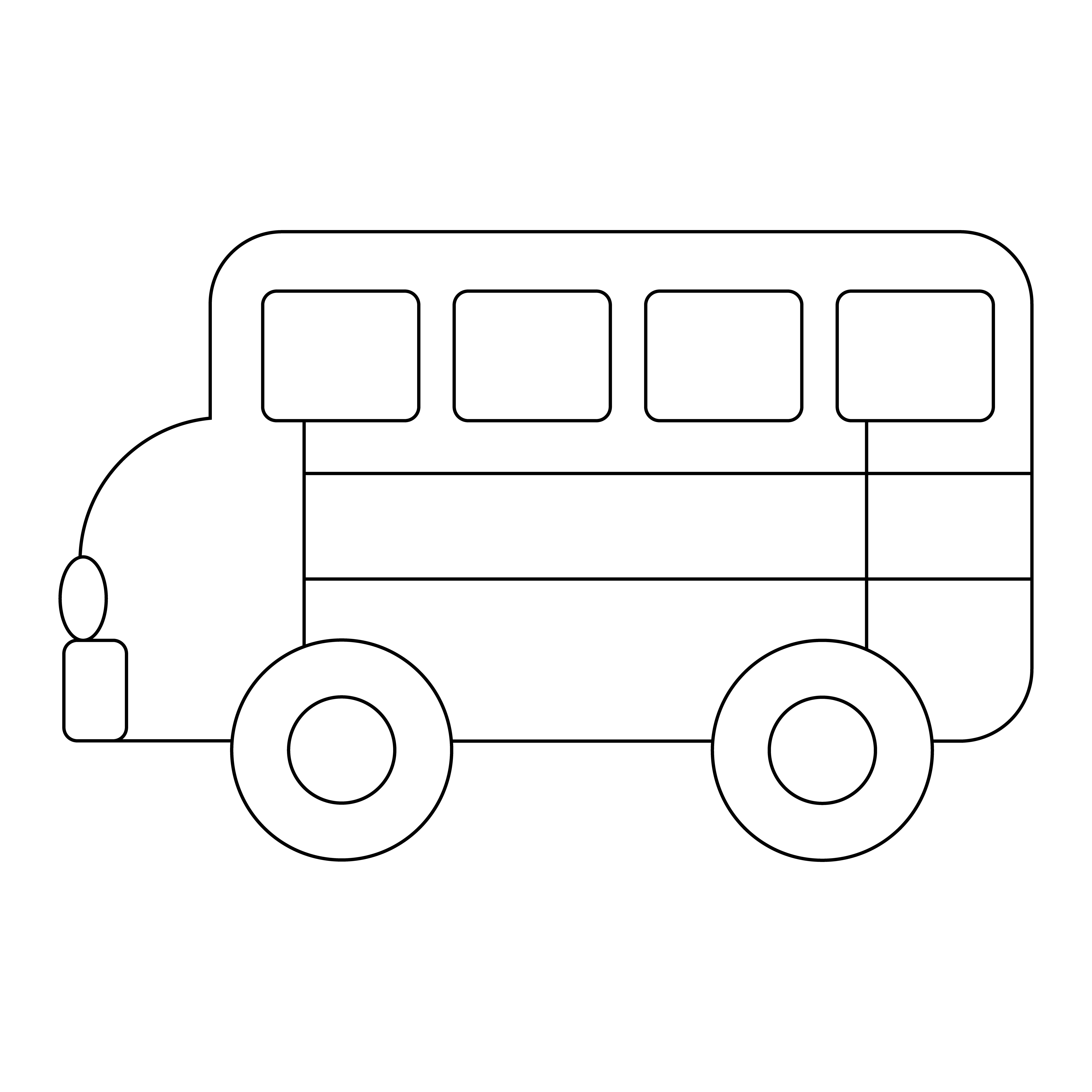 Раскраска автобус для перевозки людей формата А4 в высоком качестве