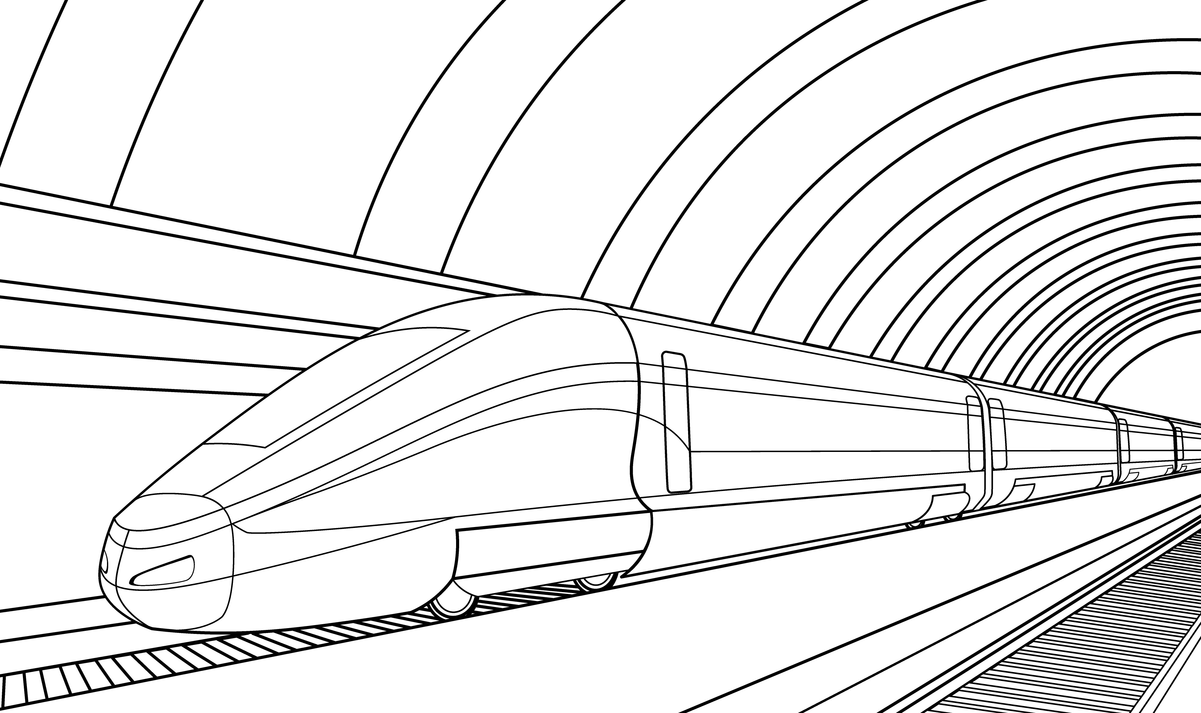 Раскраска скоростной поезд метро формата А4 в высоком качестве