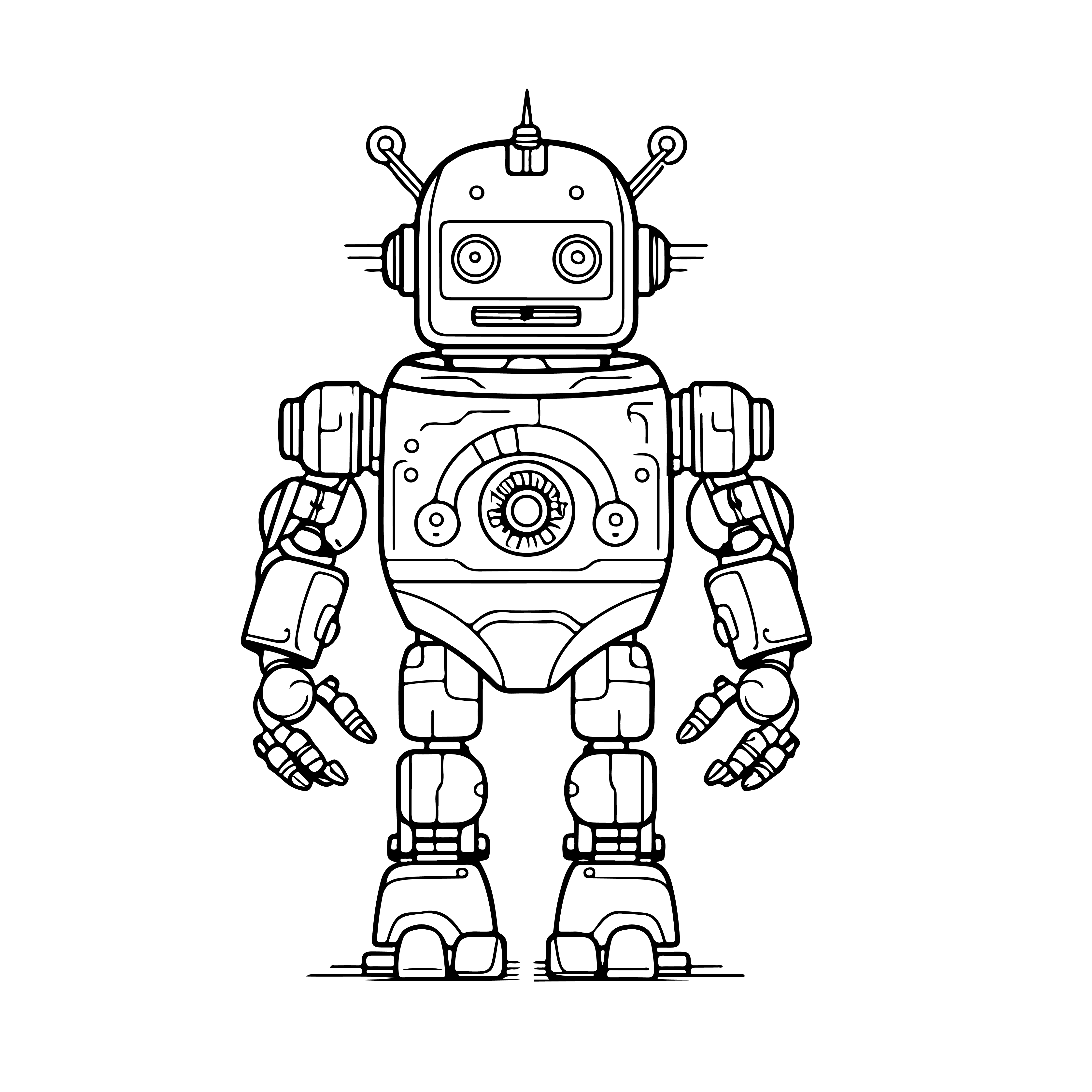 Раскраска робот «Небольшой гений» формата А4 в высоком качестве