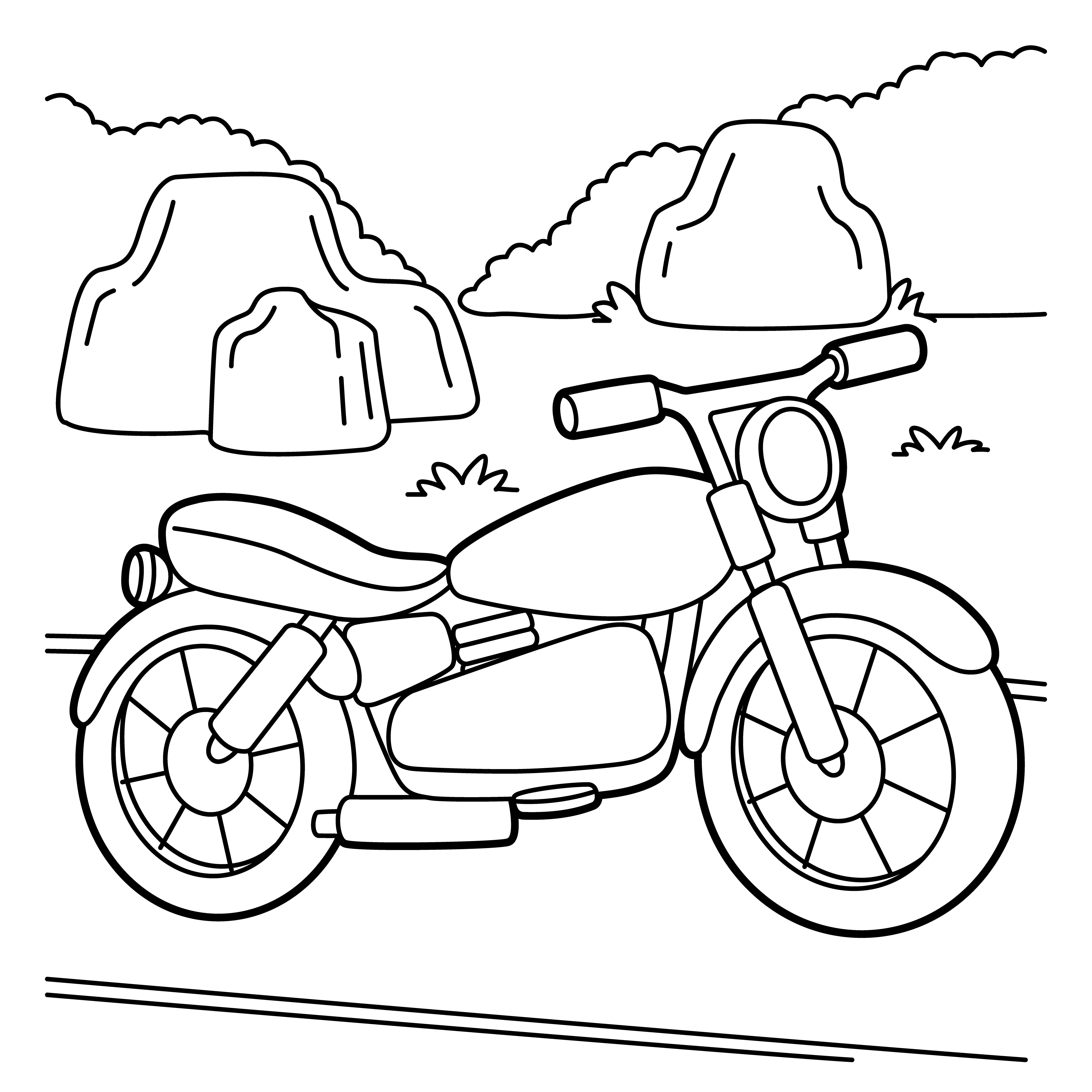 Раскраска мотоцикл «Бездорожная воля» формата А4 в высоком качестве